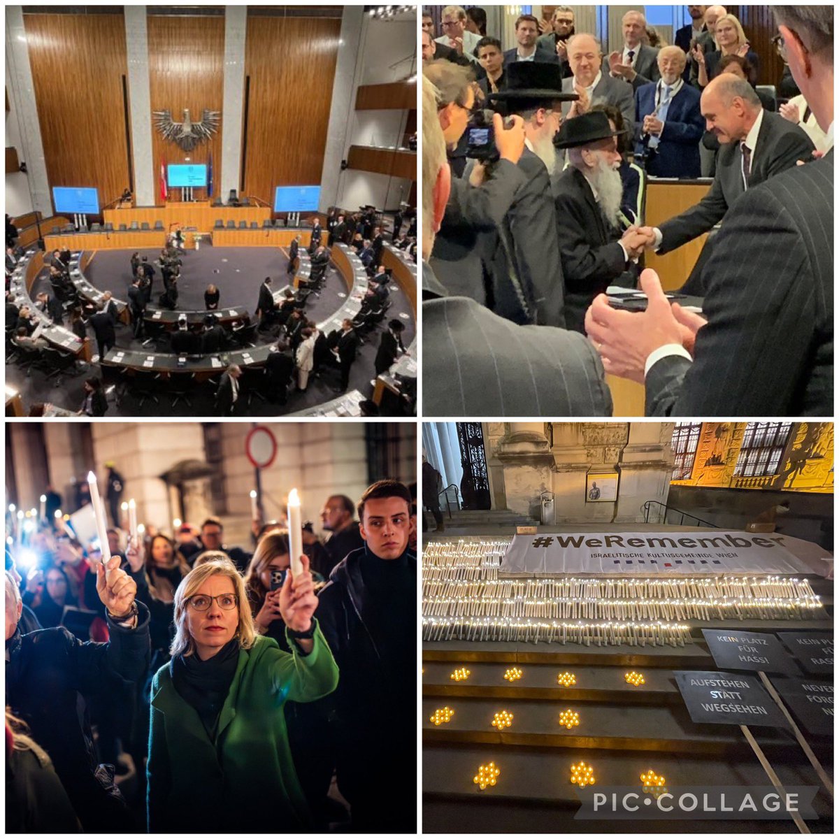Tonight in the 🇦🇹Parliament and during the #LightOfHope march together w/MPs, representatives of the government, public institutions, religious communities, civil society and diplomatic corps we’ve commemorated the victims of the #NovemberPogrom.
#NeverAgainIsNow 
#Kristallnacht