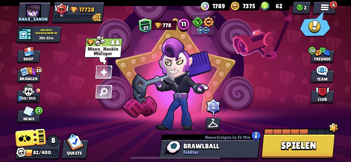 +2 für Brawlstars will 800 Pokale mit Mortiz