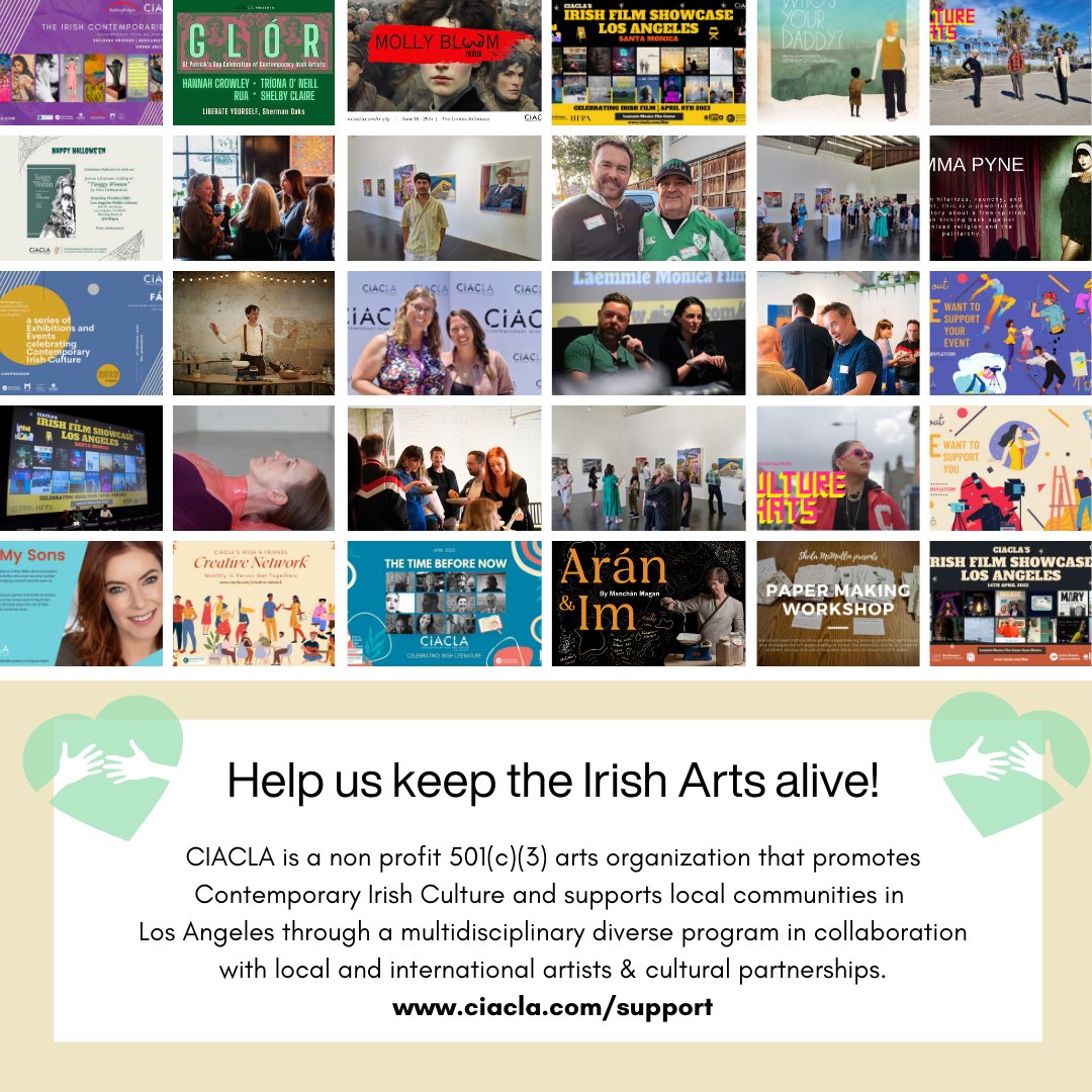 ✨ Support Irish Arts on #GivingTuesday! ✨

Your donation to <a href="/CIAC_LA/">CIACLA</a>  supports a vibrant program of film, art, and culture.

🎥 Irish Film Festival 2024
🎨 Monthly Artist Meetups
🎶 Music Showcases
🎭 Theatre Productions

Donate now: ciacla.com/support
#givingtuesday