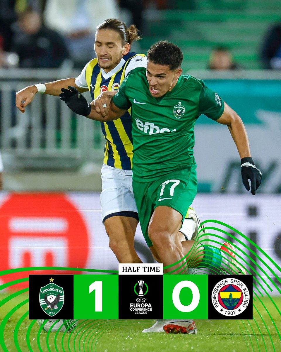 ☝️ HALFTIME: Ludogorets leads on Fenerbahce with 1:0 #ludogorets #fenerbahce #uecl