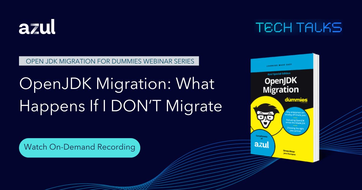 AzulSystems's tweet image. Curious about the consequences of not migrating to #OpenJDK? 🤔 Join Simon Ritter, Deputy CTO, and Gerrit Grunwald, Sr. Developer Advocate at Azul in this eye-opening webinar. azul.com/tech-talks/ope…
#javasuperhero #openjdkmigrationfordummies #Java