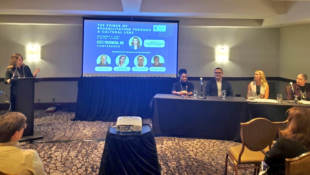 Oatley Vigmond Partner <a href="/LianeBrownLaw/">Liane Brown</a>, Panel Chair, gets things started for this afternoon's featured session, 'The Power of Rehabilitation Through a Cultural Lens', at the 2023 Provincial ABI Conference.