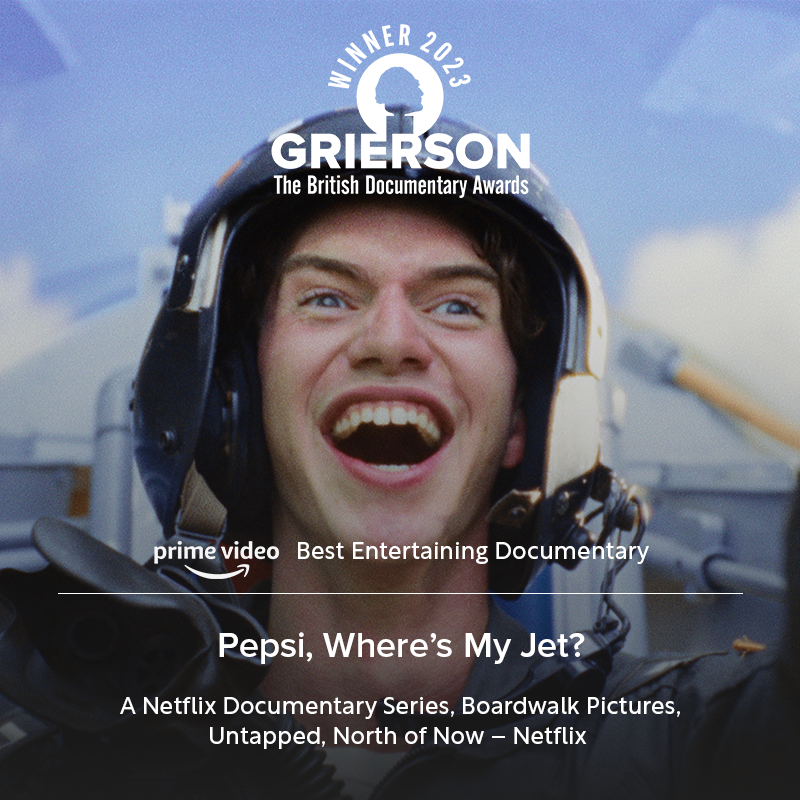 The #GriersonAwards winner for @primevideouk Best Entertaining Documentary goes to Pepsi, Where’s My Jet? - The Kid from Seattle 🌟 - presented by @T_Deeney @Netflix