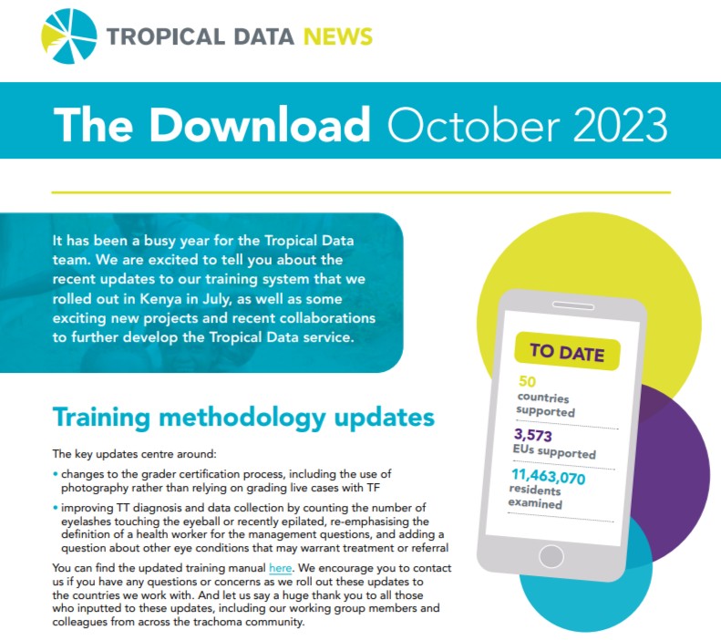 RTIfightsNTDs's tweet image. Interested in the recent updates to #TropicalData’s training system that was rolled out in Kenya or the exciting new projects &amp;amp; recent collaborations to further develop the Tropical Data service? 

Check out the most recent newsletter! ow.ly/9pVj50Q5H5Z