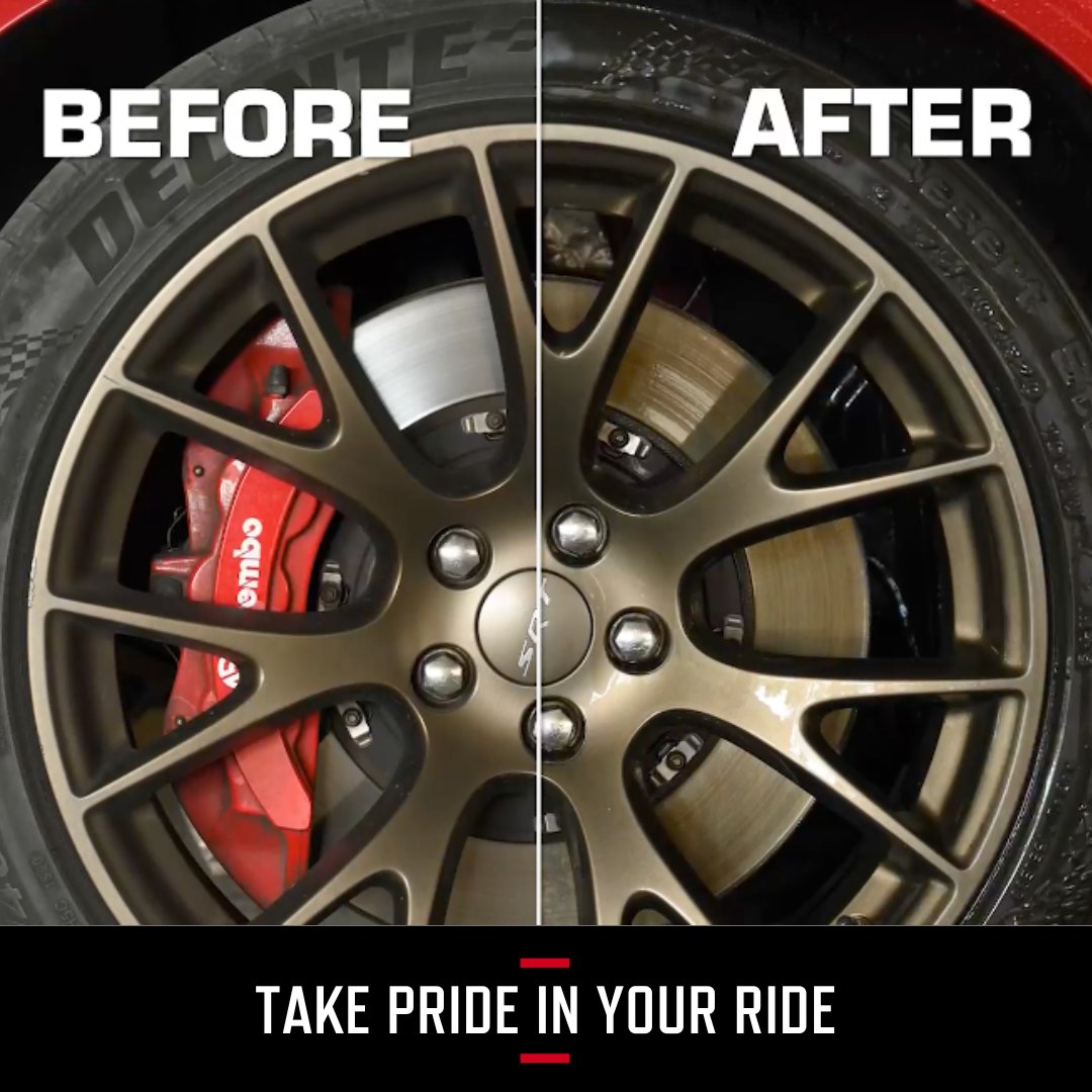 As easy as 1-2-3: Black Magic® makes keeping your tires and wheels looking their best, a breeze!  🙌 🛞

 #BlackMagicShine #TakePrideInYourRide #TireWet #TireShine #Tires #Wheels #Rims