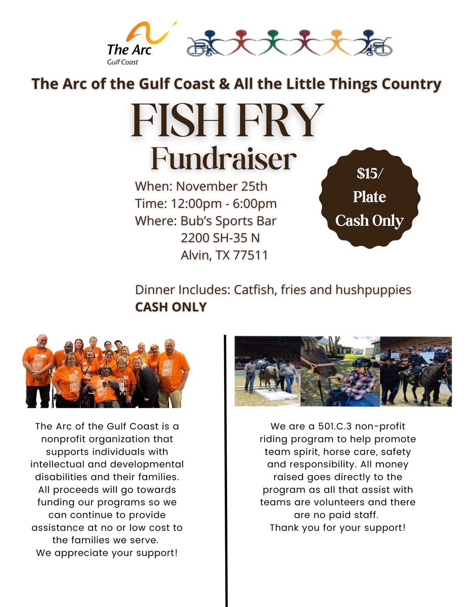 Come out and show your support! Delicious fried fish plates supporting two great causes!