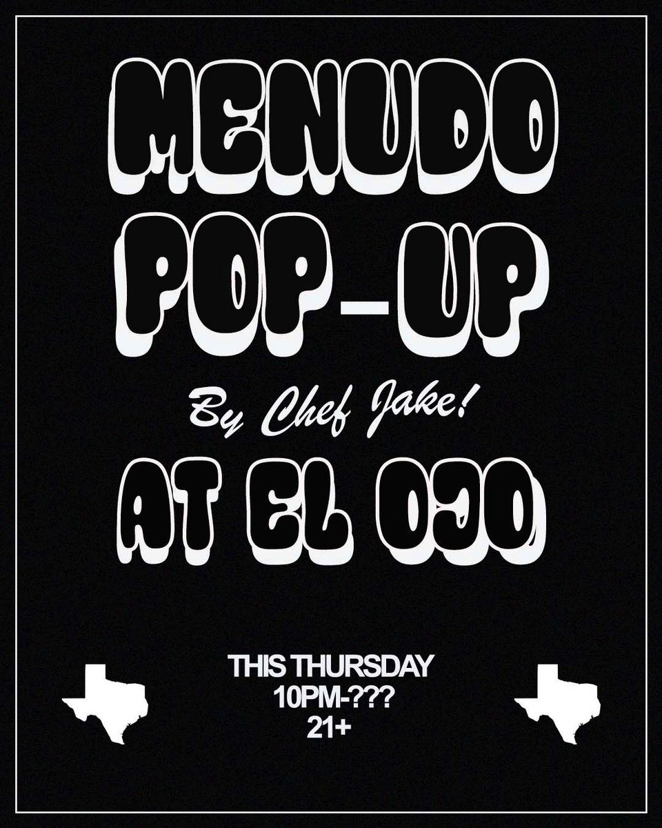 ElOjoSanAnto's tweet photo. MENUDO pop-up tonight :)
Pull up! See y’all on the patio. https://t.co/x0qVXzIxjs