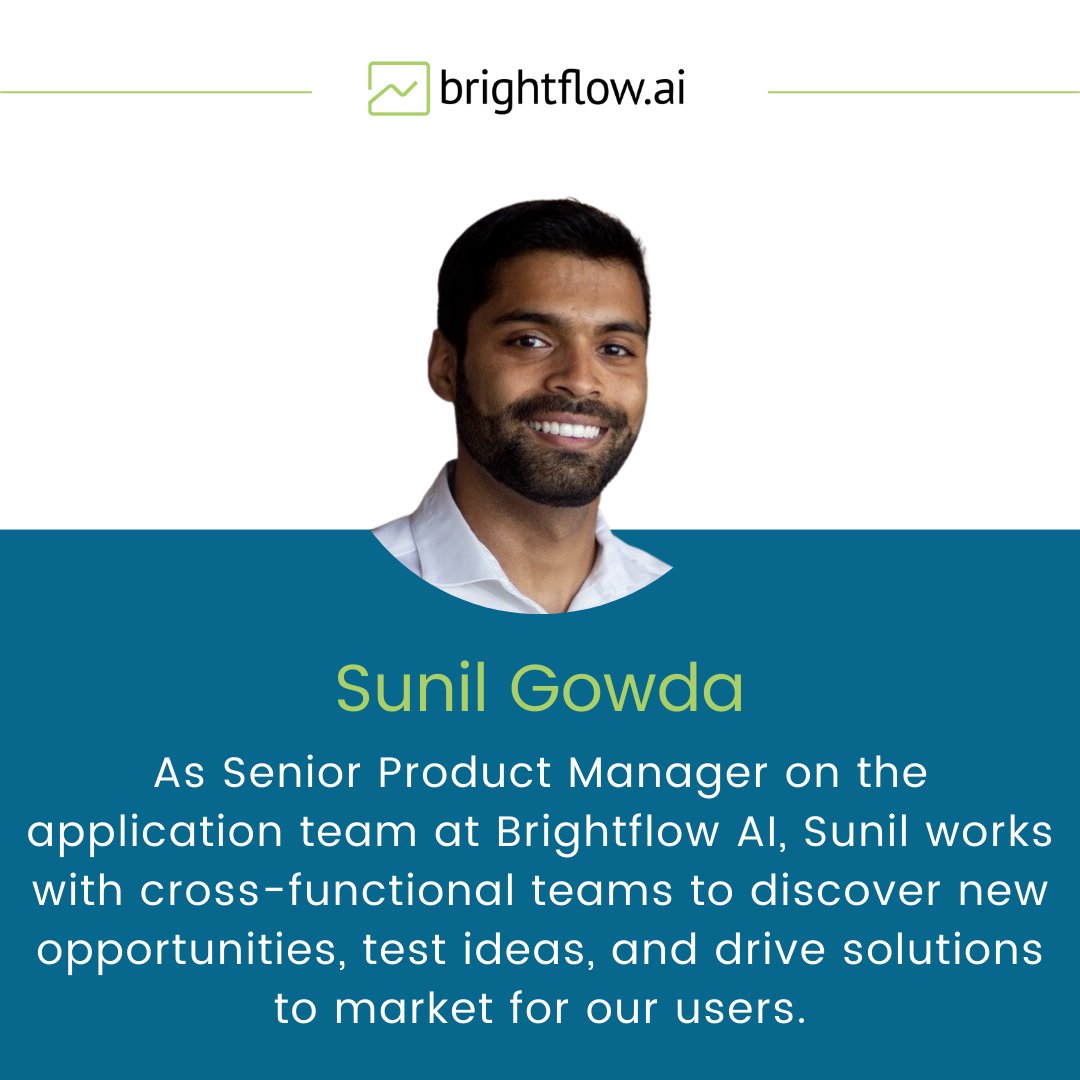 Brightflow.AI (@brightflow_ai) on Twitter photo Our employee spotlight this week is Sunil Gowda ๐ As Senior Product Manager on the application team at <a href="/brightflow_ai/">Brightflow.AI</a>, Sunil works with cross-functional teams to discover new opportunities, test ideas, and drive solutions to market. Please join us in celebrating him today! Our employee spotlight this week is Sunil Gowda ๐ As Senior Product Manager on the application team at <a href="/brightflow_ai/">Brightflow.AI</a>, Sunil works with cross-functional teams to discover new opportunities, test ideas, and drive solutions to market. Please join us in celebrating him today!