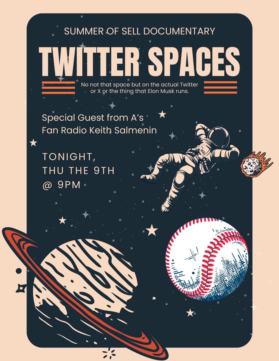 summerofselldoc's tweet photo. Join us on Twitter Spaces tonight, Thu the 9th, to talk more about the exciting week ahead with special guest Keith Salminen from A's Fan Radio! https://t.co/Oz2L6unzmm