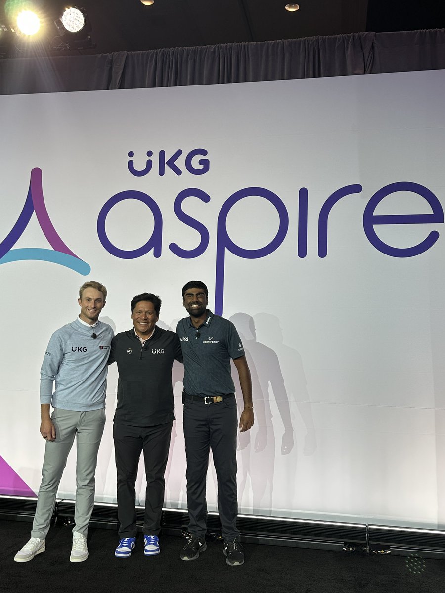 So much fun to hear the stories and insights of @PGATOUR players @SRTheegala & @WillZalatoris at the @UKGInc #UKGAspire conference! Great players but amazing young men! @AMERINDRisk