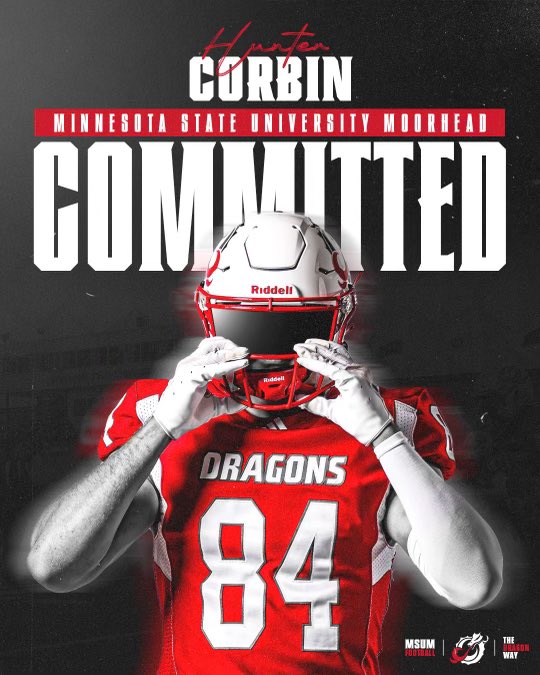 Excited to announce my commitment to MSUM! Thank you to my family, friends, coaches, and teammates for helping me get to this point. <a href="/needhamchris_/">Chris Needham</a> <a href="/CoachLaqua/">Steve Laqua</a> <a href="/coachjcurrier/">Jesse Currier</a> <a href="/msum_football/">MSUM Dragon Football</a>