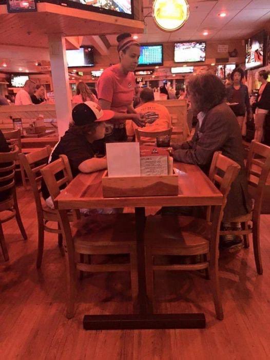 'This homeless man just walked into Roosters, sat down and ordered a Coke. The waitress asked if he wanted anything to eat, and he said 'sorry I have money for only a coke and a dollar tip for you.' Before the waitress could jump in and offer him food on her, a little boy…
