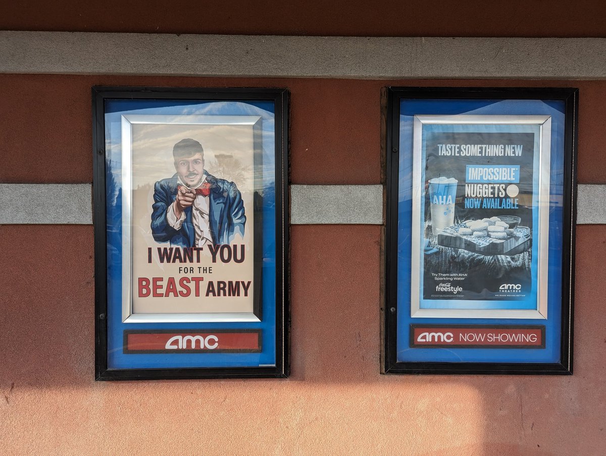 mrreebo1's tweet image. @coldones I&apos;m in charge of posters at work, so we got a strange new movie tonight, inside and outside...I better not get fired for this shit #beastarmy