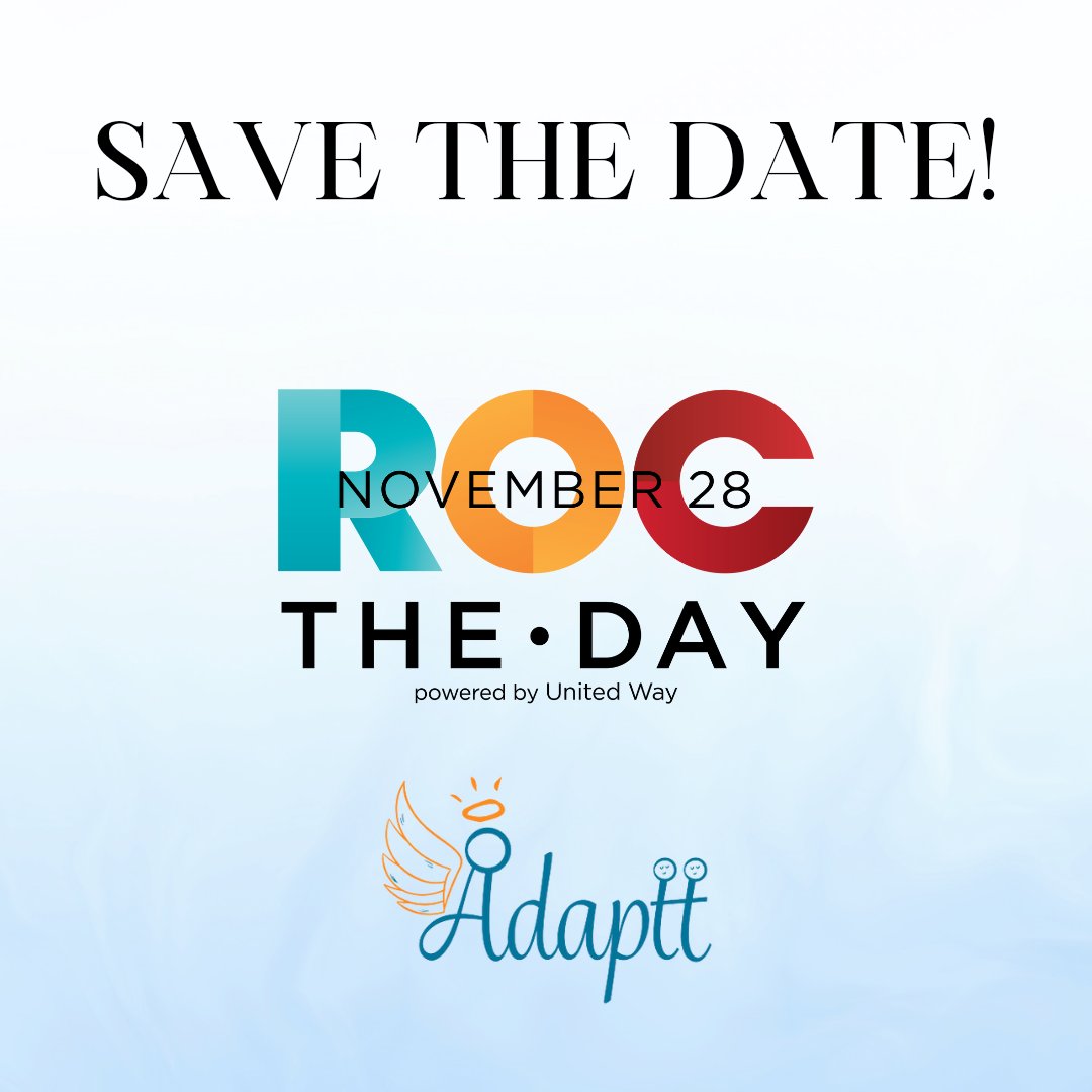 Join us, November 28th as we #ROCtheday.

Stay tuned for more information!

United Way of Greater Rochester and the Finger Lakes 
#adapttrochester  #unitedway #DayofGiving2023