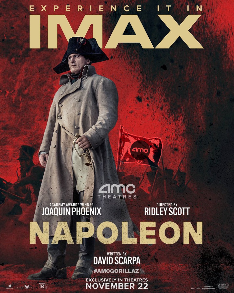 @HollywoodHandle Exciting news! With the end of the SAG-AFTRA strike, Joaquin Phoenix is confirmed to grace the world premiere of #NAPOLEON. Join us at AMC THEATRES on 11.22.23 for a star-studded event and an unforgettable cinematic experience! @AMCTheatres 🍿📽️ @SonyPictures #AMCGORILLAZ🦍🦍