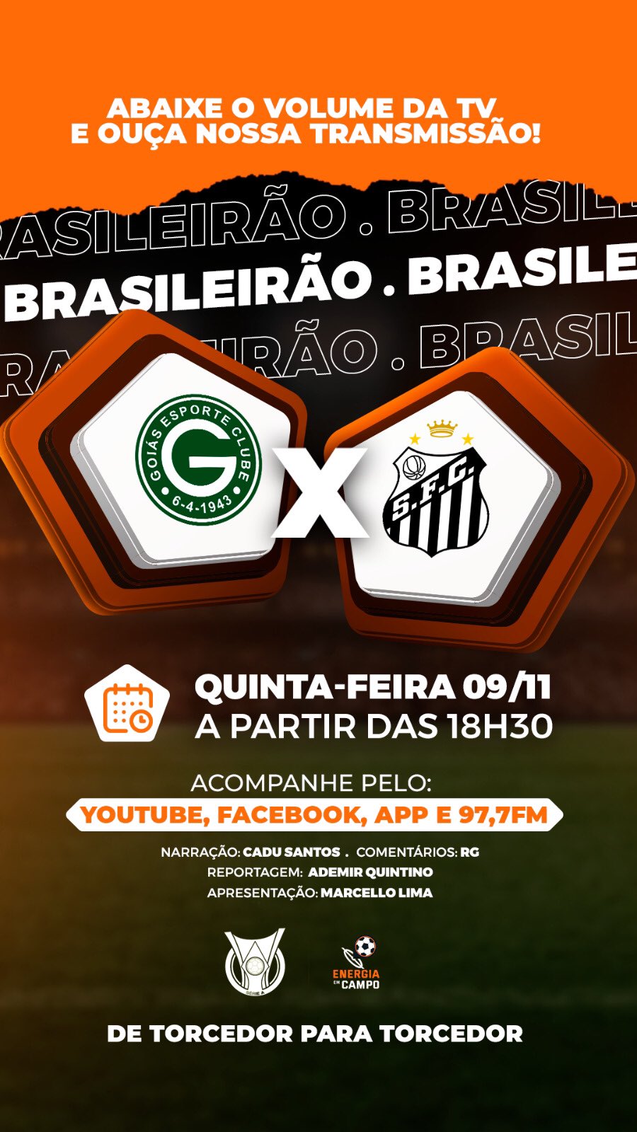 Goiás x Santos ao vivo 09/11/2023 - Brasileirão Série A