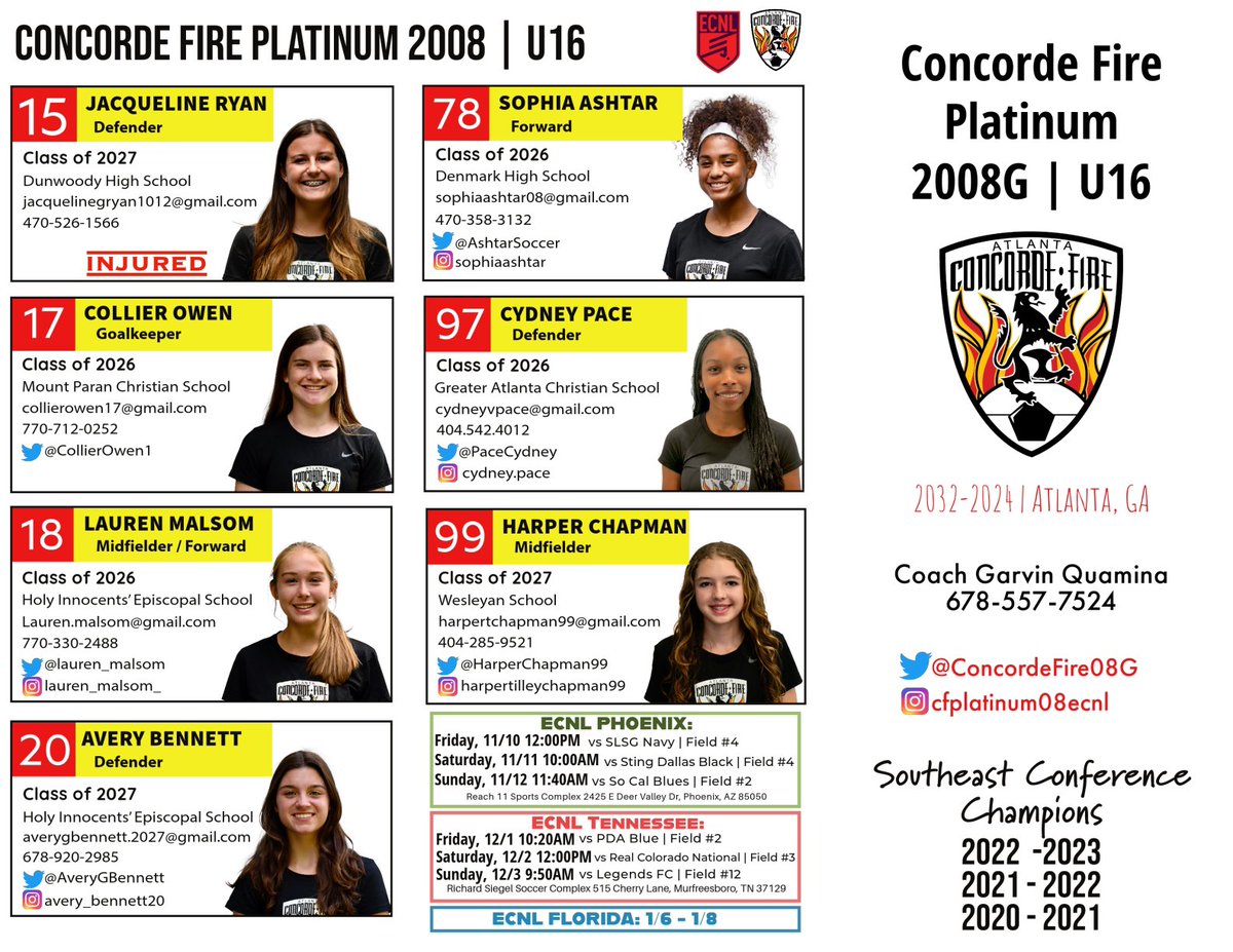 Concorde Fire 08G ECNL Platinum (@concordefire08g) on Twitter photo Come check out our team at ECNL Phoenix! Go Fire! 🔥🔥🔥<a href="/ConcordeSoccer/">Concorde Fire Soccer</a> <a href="/ECNLgirls/">ECNL Girls</a> <a href="/TopDrawerSoccer/">TopDrawerSoccer</a> <a href="/ImCollegeSoccer/">College Soccer Truth ™</a> Come check out our team at ECNL Phoenix! Go Fire! 🔥🔥🔥<a href="/ConcordeSoccer/">Concorde Fire Soccer</a> <a href="/ECNLgirls/">ECNL Girls</a> <a href="/TopDrawerSoccer/">TopDrawerSoccer</a> <a href="/ImCollegeSoccer/">College Soccer Truth ™</a>