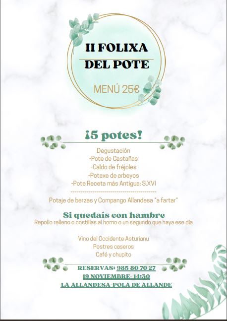 PAsturianu's tweet photo. No esperéis mucho más.
Si no tenéis planes para el próximo domingo.
No lo dudéis: 985 80 70 27 (llamad ahora)
#IIFolixaDelPote #19Nov #LaAllandesa https://t.co/AkPfXs2upk