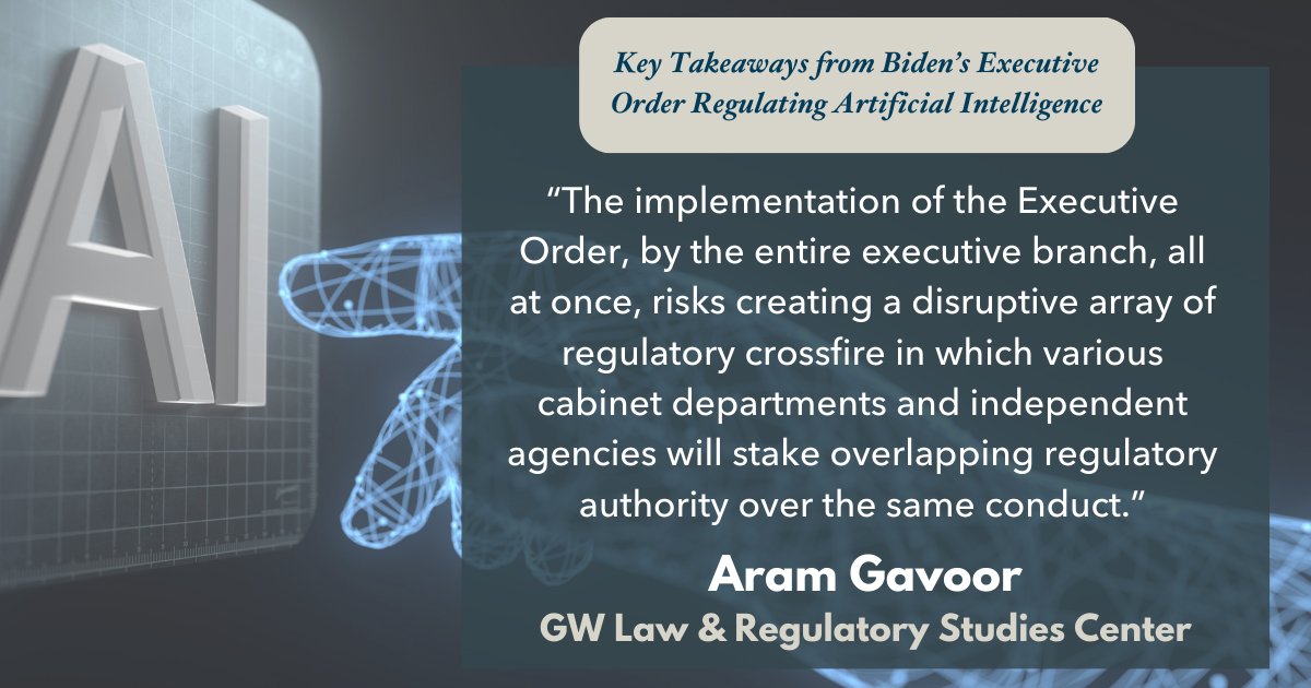 Structural Challenges Loom for Biden’s Executive Order on Artificial Intelligence, says @GWLaw Assoc Dean and Regulatory Studies scholar @AramGavoor. Read his quick take @RegStudies #AI. regulatorystudies.columbian.gwu.edu/structural-cha…