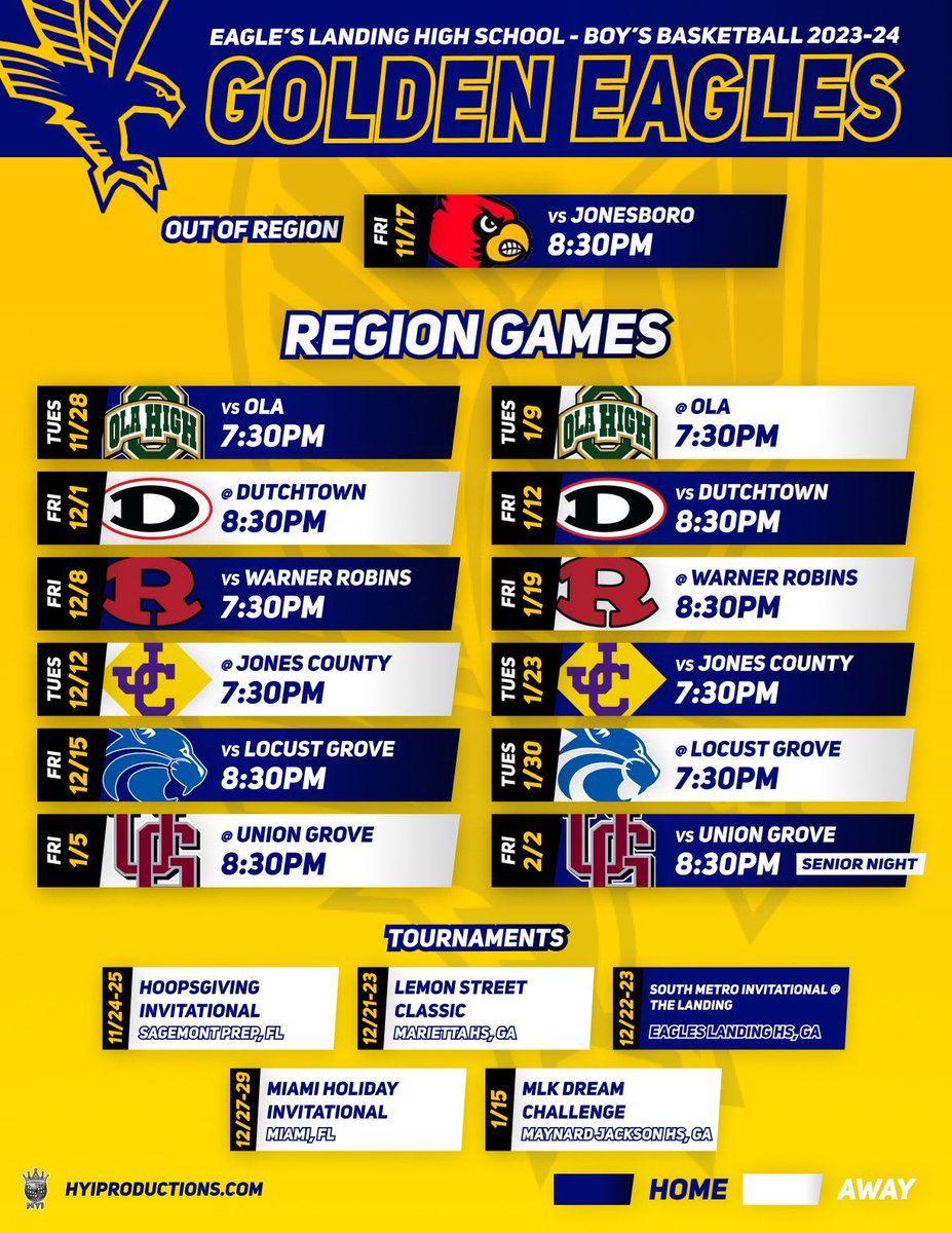 ELHSHoops's tweet image. It's that time again ‼️ Come check out your 23-24 Eagles Landing Golden Eagles Basketball Team ‼️
Welcome to the Show ‼️
#HSBB #basketball
@SandysSpiel @AthleticsHenry @EyaHoops @TMarkwith14 @OntheRadarHoops @SHReport @HDHSports