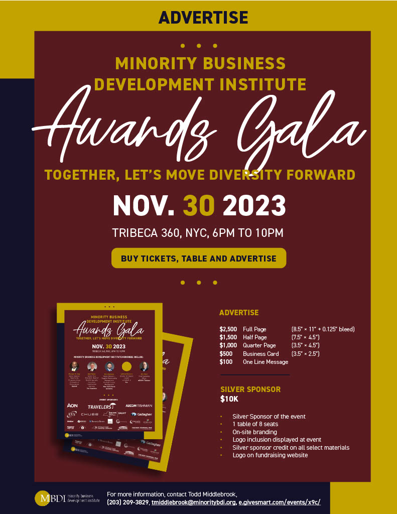 Paving the Way for Diversity in Construction, Insurance, and Finance. We are excited to announce Inaugural Gala on Nov 30th at @tribeca360 in New York City. Reach out: Todd Middlebrook (203) 209-3829 tmiddlebrook@minoritybdi.org #MWBE #Diversity #MinorityOwned #Diversesupplier