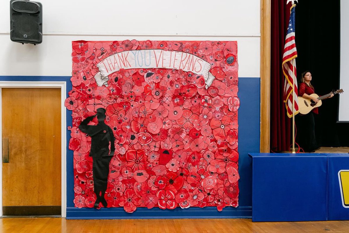 ArtwithMrsPriv's tweet photo. The Veteran’s Day Assembly is always so special at WSS. Thank you for your service! Thanks to all my students and art helpers who helped make these beautiful displays of Poppies 🇺🇸 #wearewss https://t.co/vsw9a0S8kz