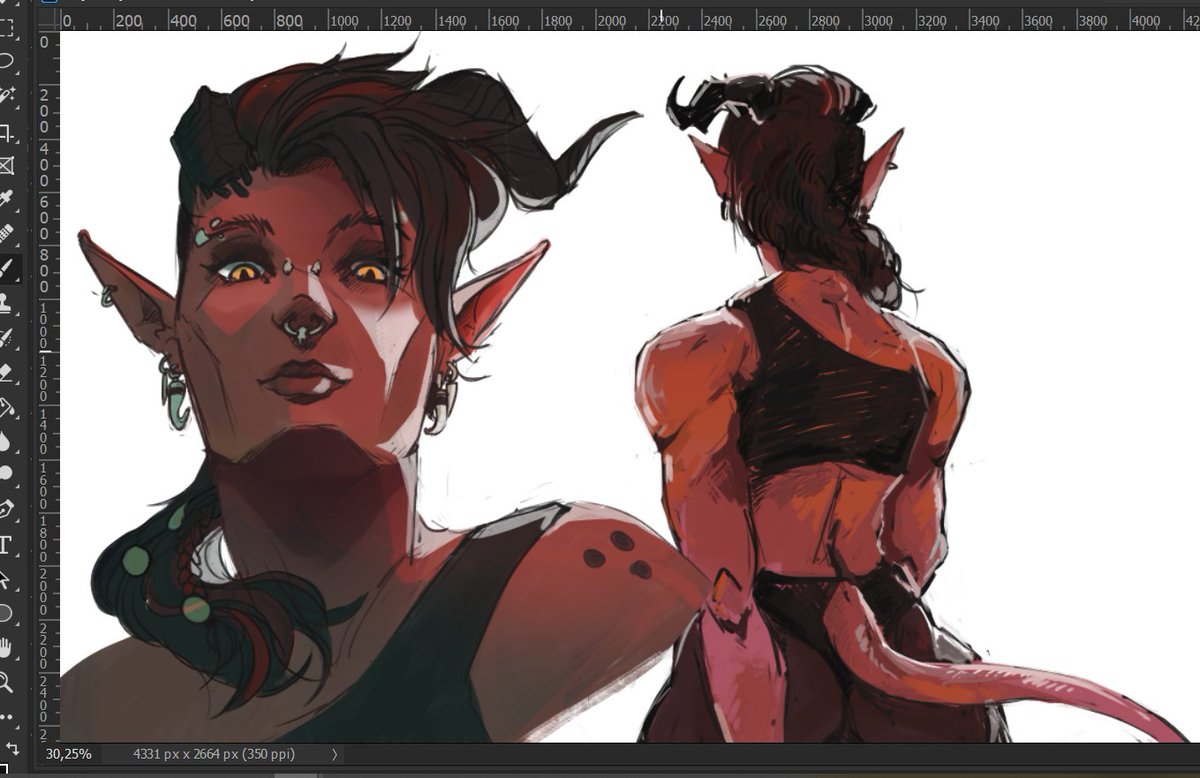 aaaand one more WIP
love her so much, can't stop making sketches of her 💥💥💥
#BG3 #Karlach #sketch