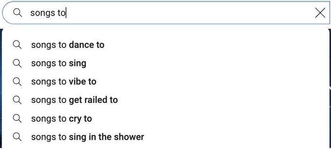 Not me doing an innocuous YouTube search only to discover this little gem halfway down the autocompletes