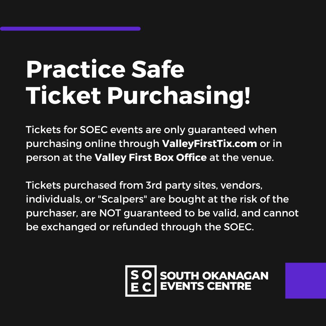 IMPORTANT REMINDER 🚨 Make sure you’re practicing safe ticket purchasing ahead of this Friday’s on-sale for Ice Cube “Straight Into Canada” Tour coming to the SOEC next February! Tickets can only be guaranteed when purchasing through these options!