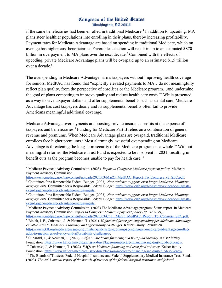 RepKatiePorter's tweet image. Health insurance companies are corrupting Medicare and stealing taxpayers' money—to the tune of $75 billion just this year. @RepLloydDoggett and I led 17 of our colleagues in a letter urging @CMSgov to crack down on two of the ways greedy insurers defraud Medicare.