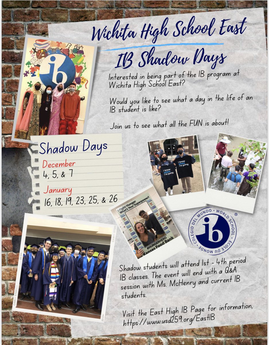Interested in being a part of the IB Program <a href="/EastHighAces/">East High Aces</a>? Then join us for a shadow visit! Spots are filling up quickly. Can’t wait to see you!