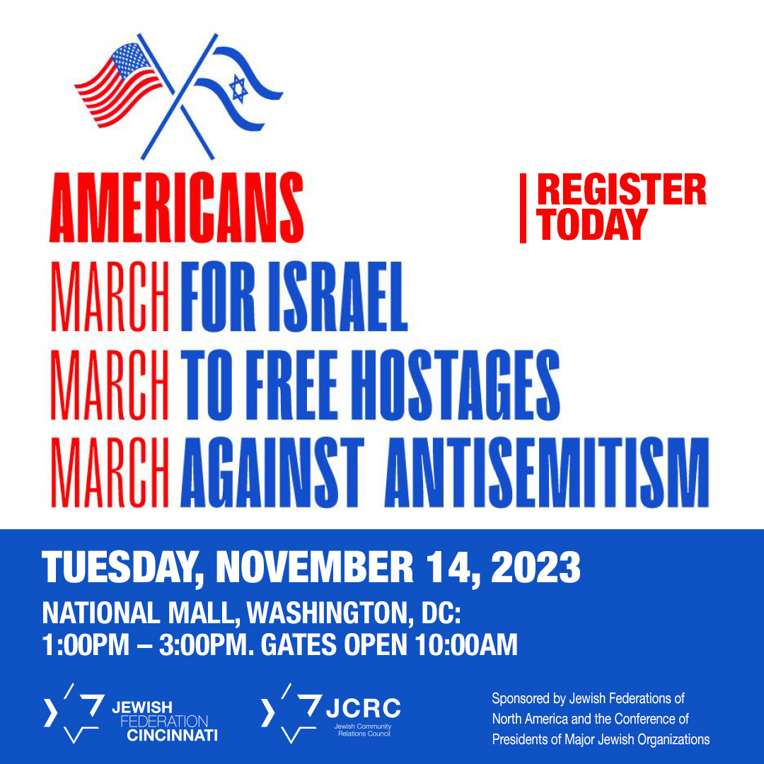 Will you march with us? We have a bus seat waiting to take you to Washington DC for the March for Israel on Tuesday, November 14th. Sign up now at ow.ly/K2Wl50Q68SC