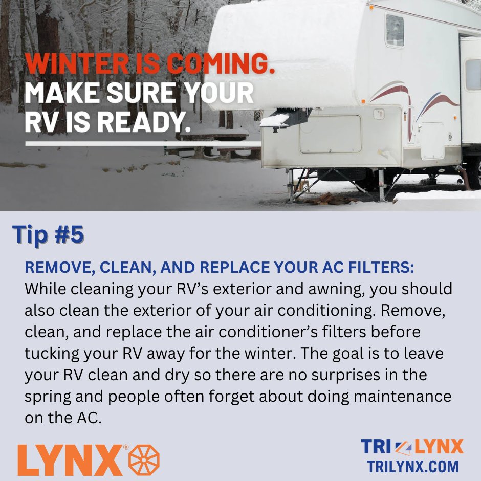 LynxLevelers's tweet image. As the temperatures drop and the seasons begin to change, there are many things people must do to adequately prepare themselves for winter. We are excited to bring you 6 weeks of Winterization Tips! 
#rvwinterization #getreadyforwinter #rvwinterprep #winterizationtips
