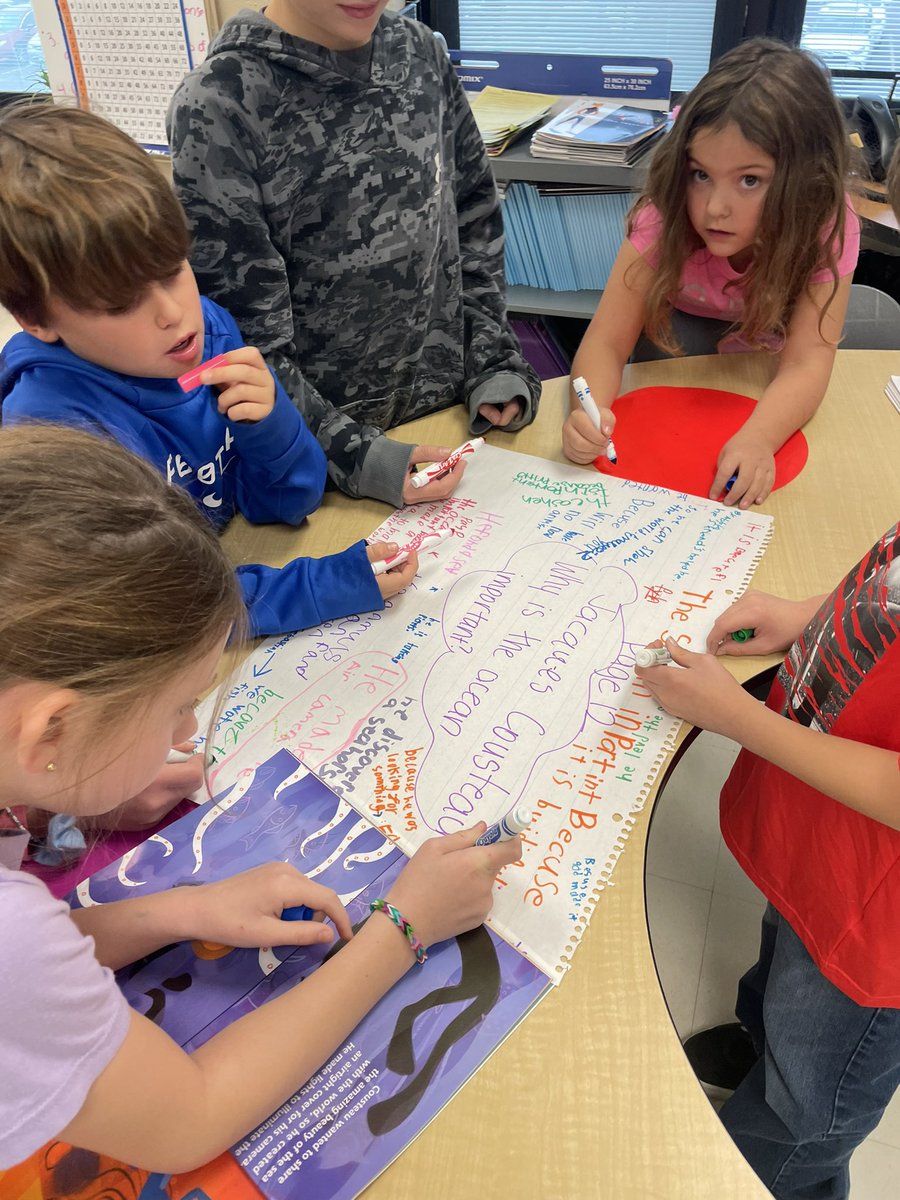 MrsArtrip's tweet photo. I love seeing students take charge in their learning! Using our W&amp;W curriculum, students participated in a gallery walk to access prior knowledge in the different texts we’ve read about how scientists explore the sea. Then, they contributed their ideas in a Socratic Seminar! 📚 https://t.co/9aPtZOEpgK