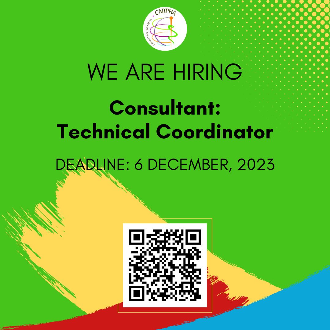 #CARPHA is hiring: "Consultancy - Technical Coordinator"
Deadline: 6 December 2023
Click ow.ly/QaWf50Q5wbQ for more info.