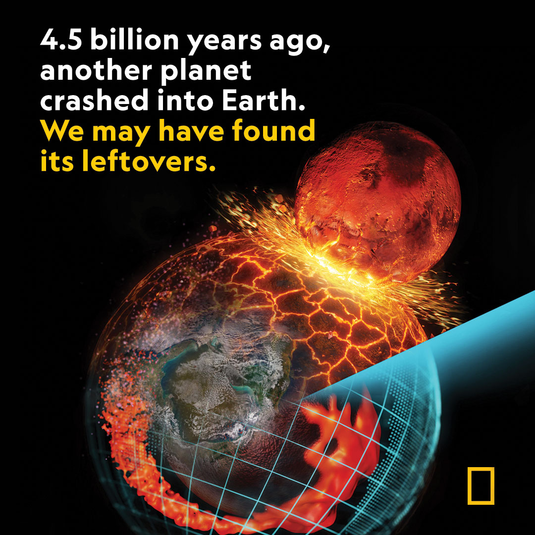 A Mars-size object called Theia smashed into Earth, and the debris coalesced into the moon. Now, scientists may have found remnants in our planet’s mantle. on.natgeo.com/3FTtb2b
