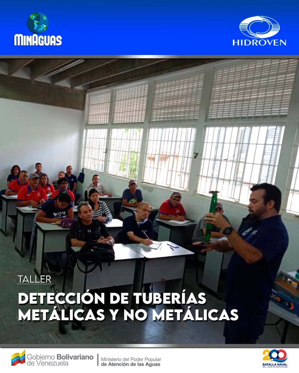 oficialhidroven's tweet photo. "@minaguasoficial reafirma su compromiso con el fortalecimiento del sector hídrico y la capacitación del Pueblo Trabajador del Agua. En la UCV, se llevó a cabo el taller de Detección de Tuberías Metálicas y no Metálicas para el personal de Hidroven e Hidrocapital #CadaGotaCuenta https://t.co/4PAg5ZAvRQ