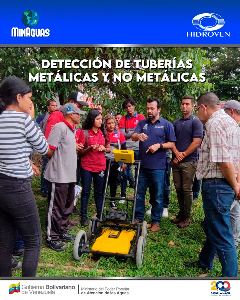 oficialhidroven's tweet photo. "@minaguasoficial reafirma su compromiso con el fortalecimiento del sector hídrico y la capacitación del Pueblo Trabajador del Agua. En la UCV, se llevó a cabo el taller de Detección de Tuberías Metálicas y no Metálicas para el personal de Hidroven e Hidrocapital #CadaGotaCuenta https://t.co/4PAg5ZAvRQ