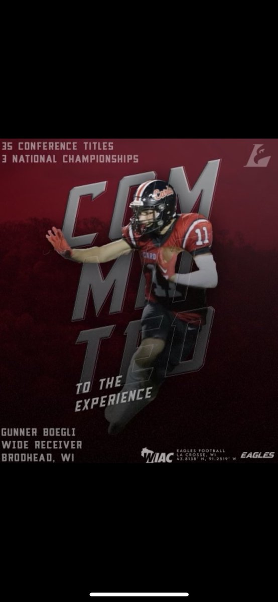 GunnerBoegli's tweet image. Officially committed to UW-La Crosse 🦅🦅 
@CoachMacUWL @UWLEagleFB @UWLCoachJanus @AndrewMcGlenn