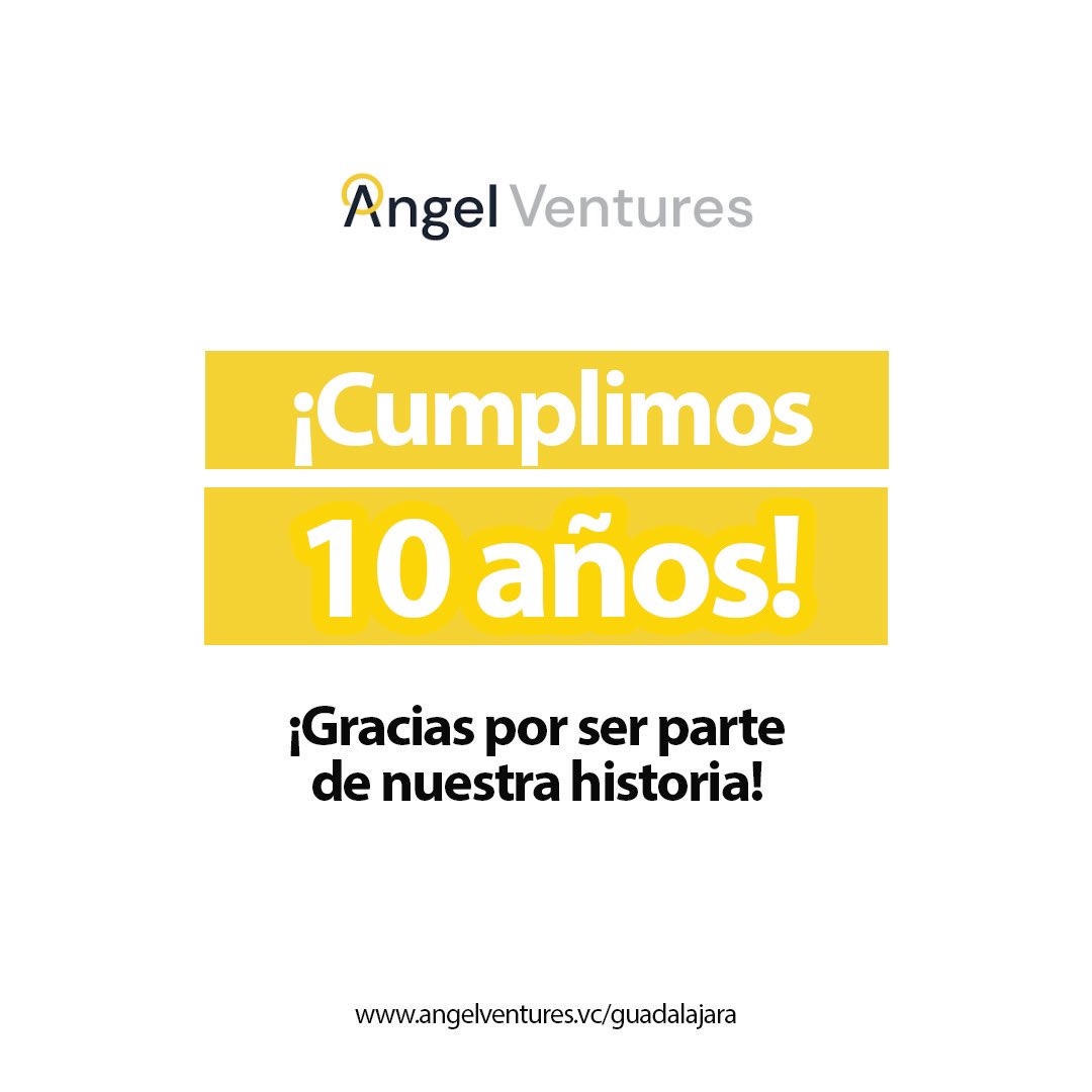 ¡Hoy estamos de fiesta! Angel Ventures Guadalajara cumple 10 años. Muchas gracias a todos los emprendedores e inversionistas que han sido parte de esta historia. Seguiremos trabajando con entusiasmo para impulsar el venture capital y a las startups en la región.