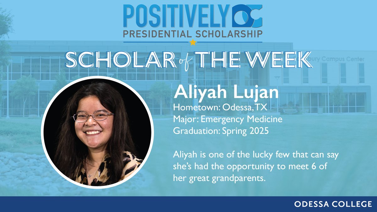OdessaCollege's tweet photo. Meet this week's Positively OC Scholar of the Week, Aliyah Lujan! #TweetOC #OCXchange @PositivelyOC https://t.co/B7oTkfGL5X