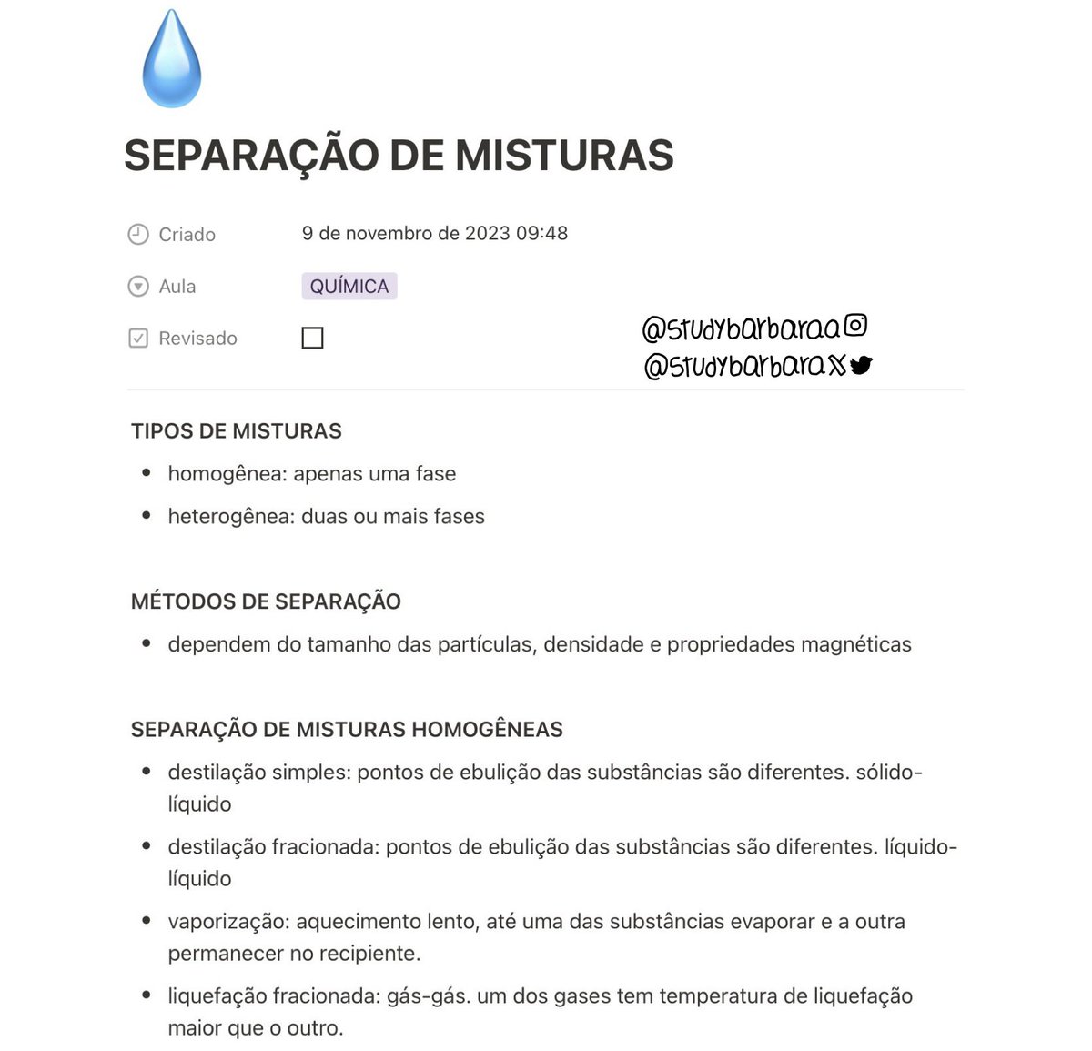 studybarbara's tweet image. 🚨 REVISÃO DE ASSUNTOS IMPORTANTES PARA O ENEM: química - separação de misturas ‼️