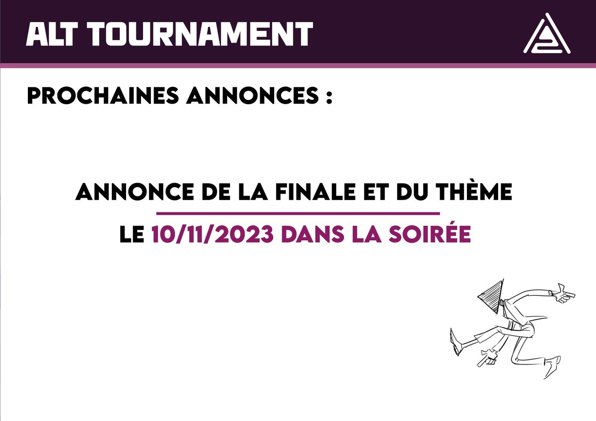 AltTournament's tweet image. ▽ 𝑪𝑯𝑬𝑹𝑺 𝑷𝑨𝑹𝑻𝑰𝑪𝑰𝑷𝑨𝑵𝑻𝑺 ▽  

△ Voici une annonce pour la finale ainsi que la date pour les annonces du match et du thème.