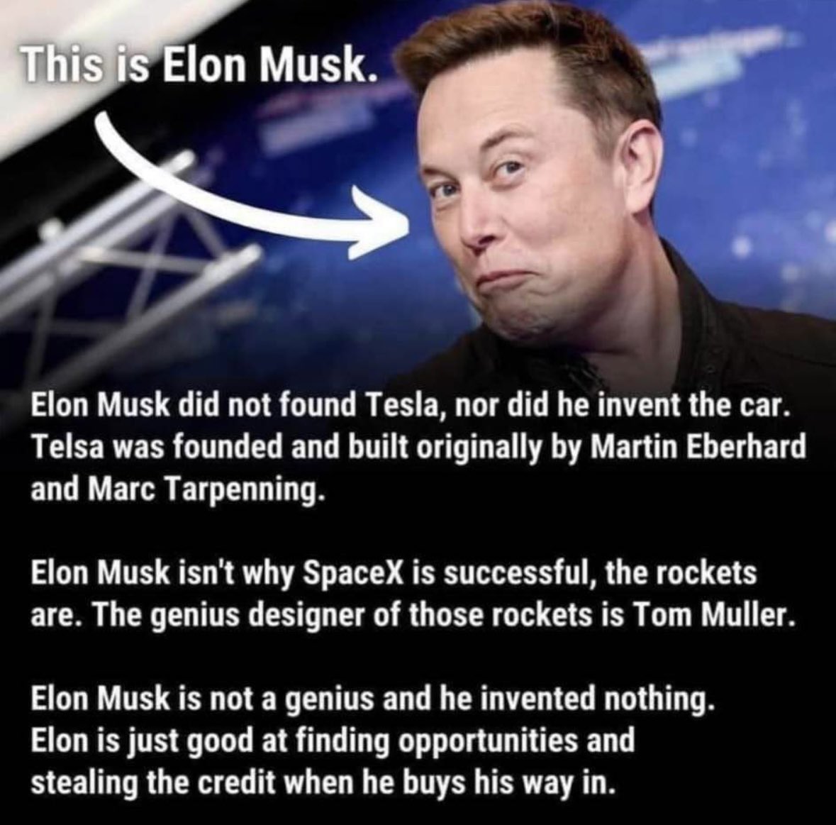 Musk, a genius inventor? Nope!