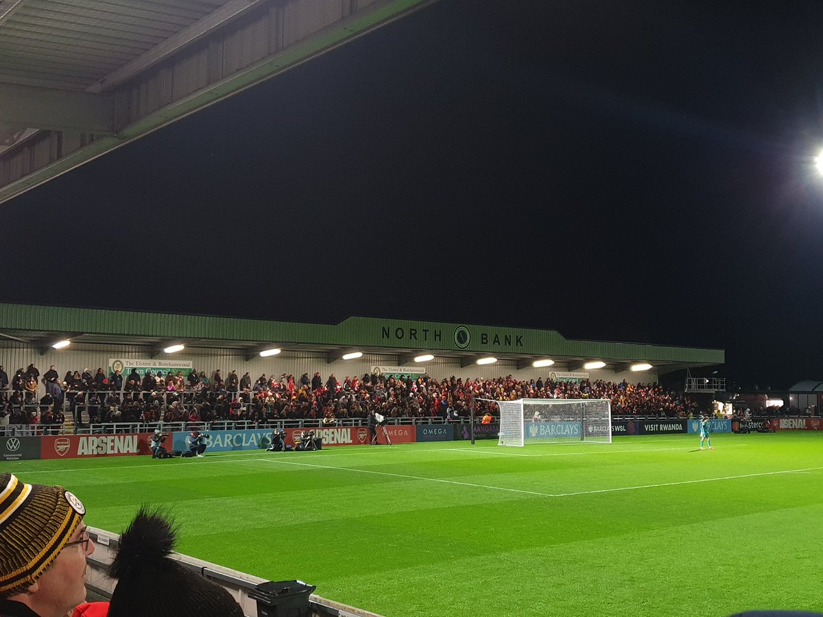 the north bank at meadow park is the easiest way to visualise the change in the arsenal fanbase - both of these photos are from midweek fixtures, taken two seasons apart (oct '21 vs. nov '23)

✨️ growth ✨️