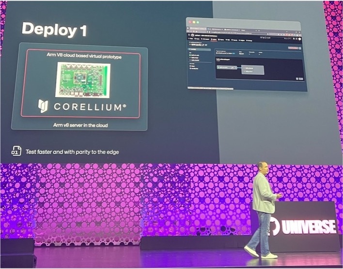 Center stage at GitHub Universe! <a href="/Arm/">Arm</a> promoting Corellium technology to revolutionize IoT device development with virtual hardware.

Check out the public beta of AVH (Arm Virtual Hardware) running on Corellium.
bit.ly/49xR391