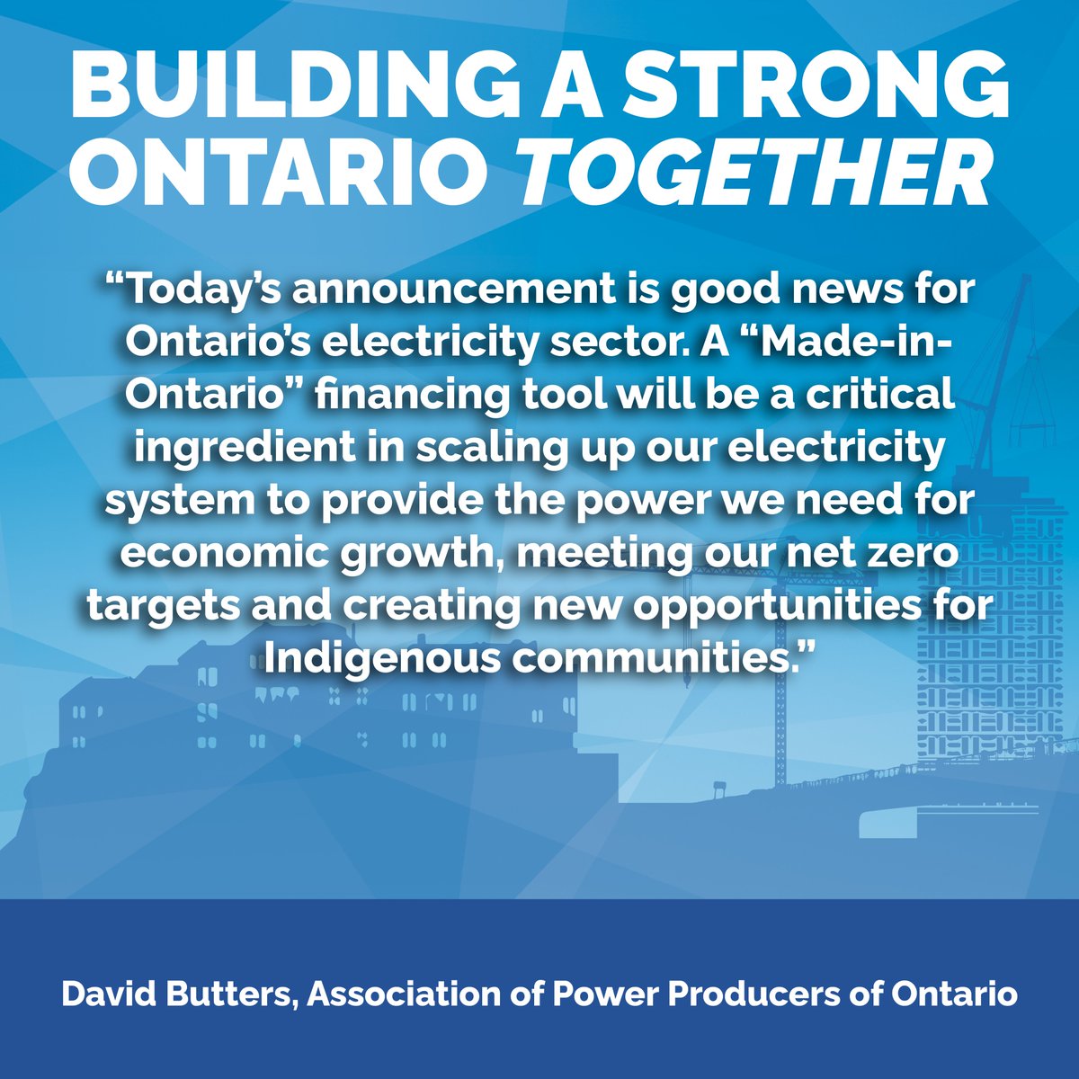 A quote from @APPrOntario on Ontario's 2023 Fall Economic Statement, Building a Strong Ontario, Together. #OnFES2023