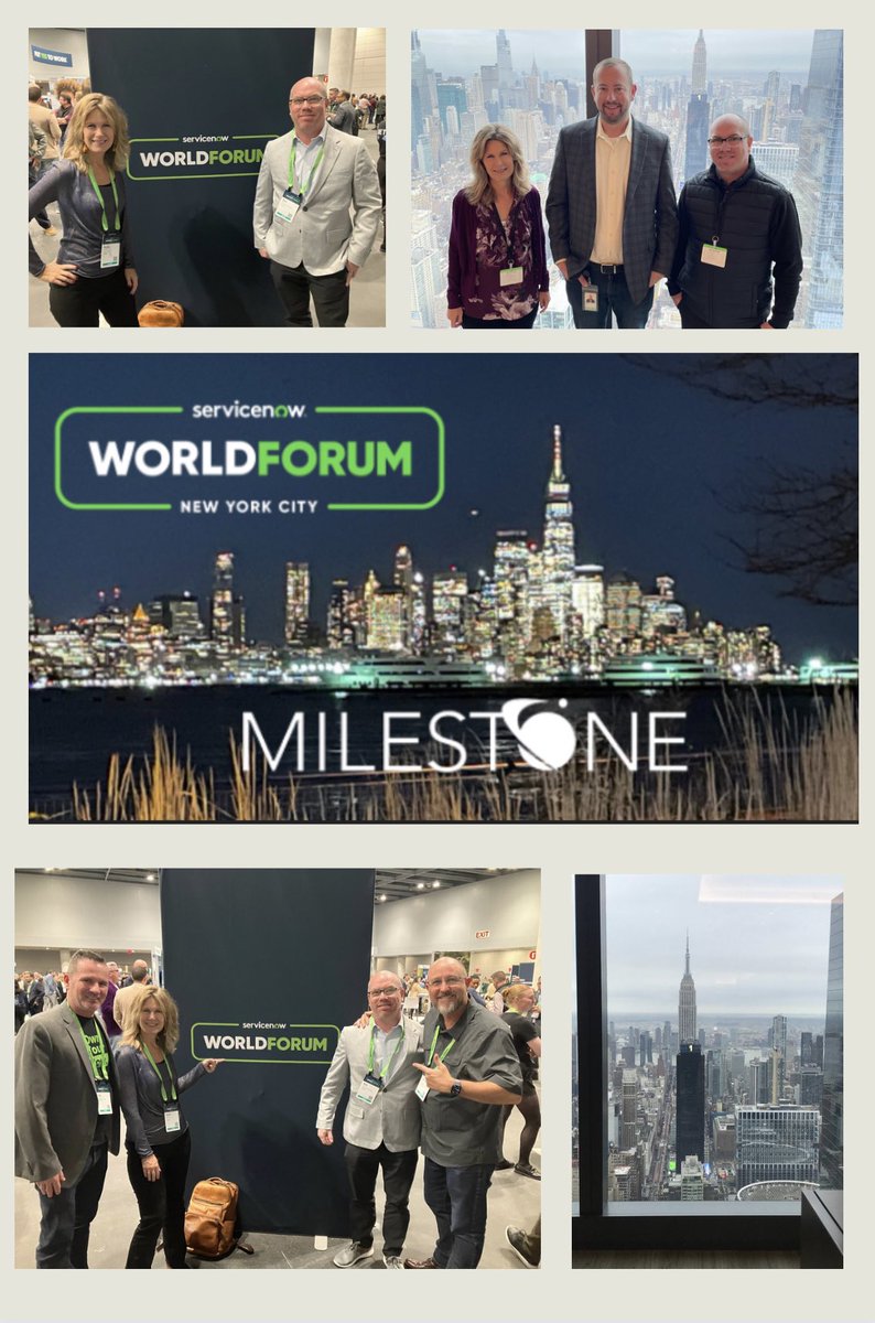 Our ServiceNow team steps out at the NY 🍎World Forum for the 1st time as Milestone Technologies, Inc. Great to be back with customers, our partners from Own Company, Ryan Smith, Matthew Kennedy and  friends at ServiceNow Robert Quadrini.   #milestone #servicenow