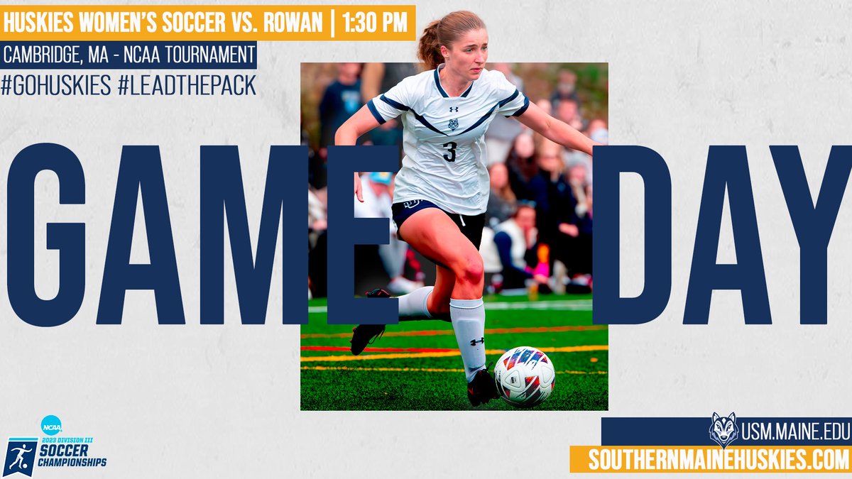 usmhuskies's tweet photo. TOURNAMENT TIME! The Huskies face #11 Rowan today in the first round of the NCAA DIII Women's Soccer National Championship Tournament! The game starts at 1:30 pm at MIT. #GoHuskies #LeadThePack

🔗Live Stats: https://t.co/oBT9fTdCEx

🔗Live Stream: https://t.co/I0iuCh9Lrb https://t.co/q223kv5jKH