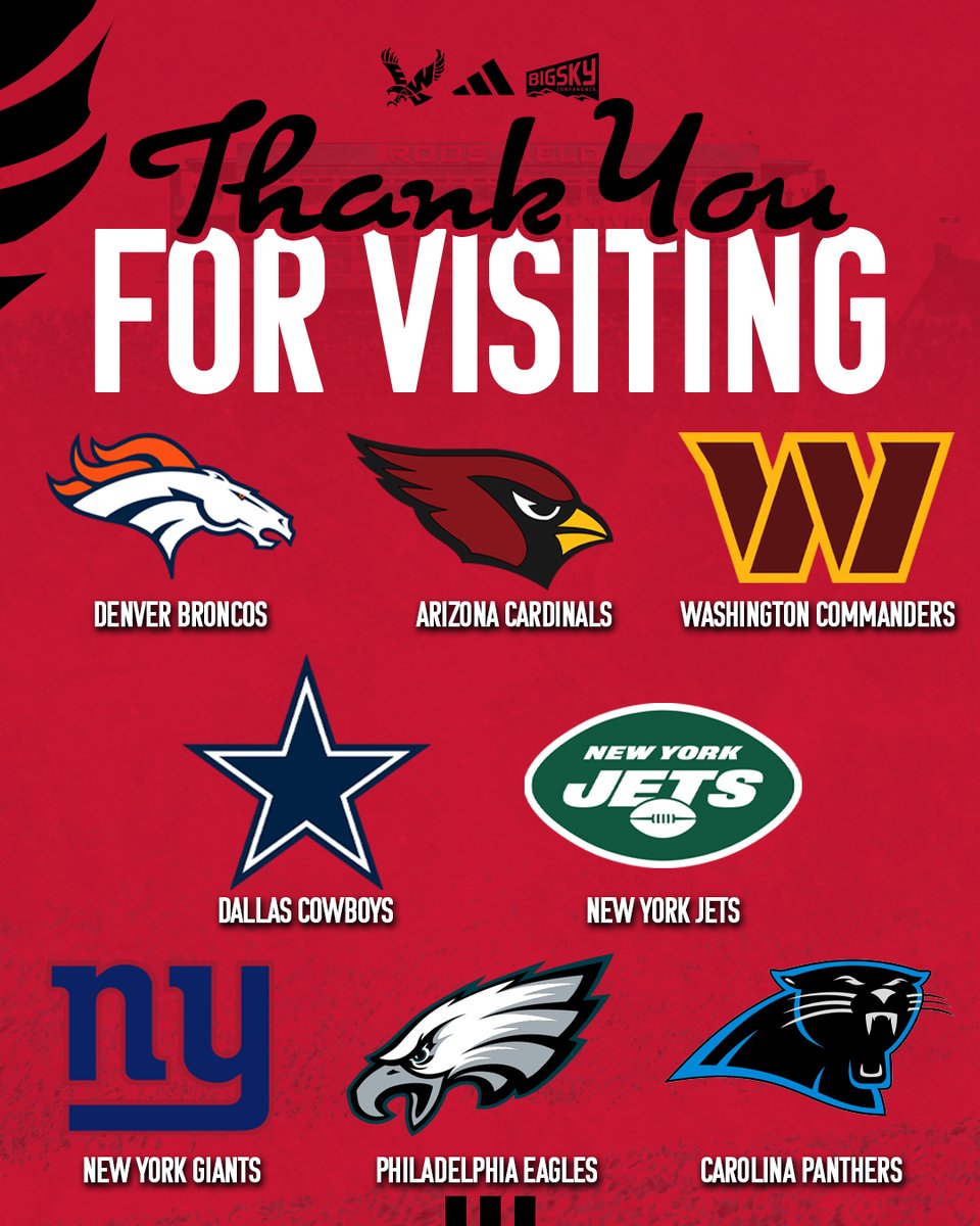 Tons of NFL traffic this month on Roos Field! Thank you <a href="/Broncos/">Denver Broncos</a> <a href="/AZCardinals/">Arizona Cardinals</a> <a href="/Commanders/">Washington Commanders</a> <a href="/dallascowboys/">Dallas Cowboys</a> <a href="/nyjets/">New York Jets</a> <a href="/Giants/">New York Giants</a> <a href="/Eagles/">Philadelphia Eagles</a> <a href="/Panthers/">Carolina Panthers</a> for stopping by!

#ProEags #ProtectTheRed #EKG
